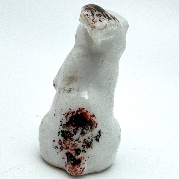 Vintage 1.5" Porcelain Bunny Rabbit Figurine Made In Japan White Brown Speckled - Picture 9 of 9